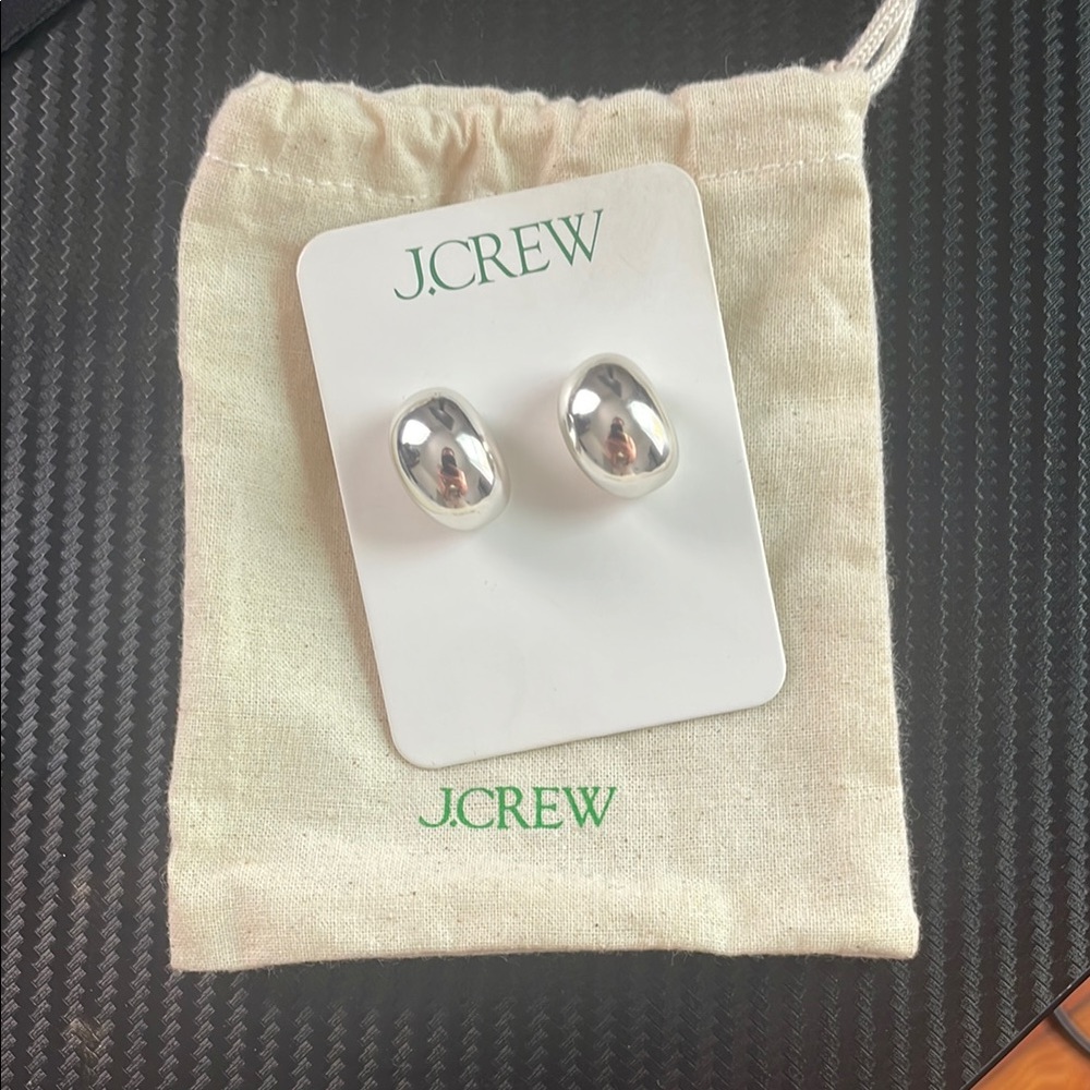 J. Crew Silver Dome Stud Earrings Minimalist Design